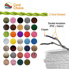 10m 2 Core Twisted Electric Cable Hemp Color Fabric 0.75mm~4769-2