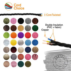 5M Black and White color 3 Core Twisted Electric Cable solid fabric 0.75 mm~4817-1