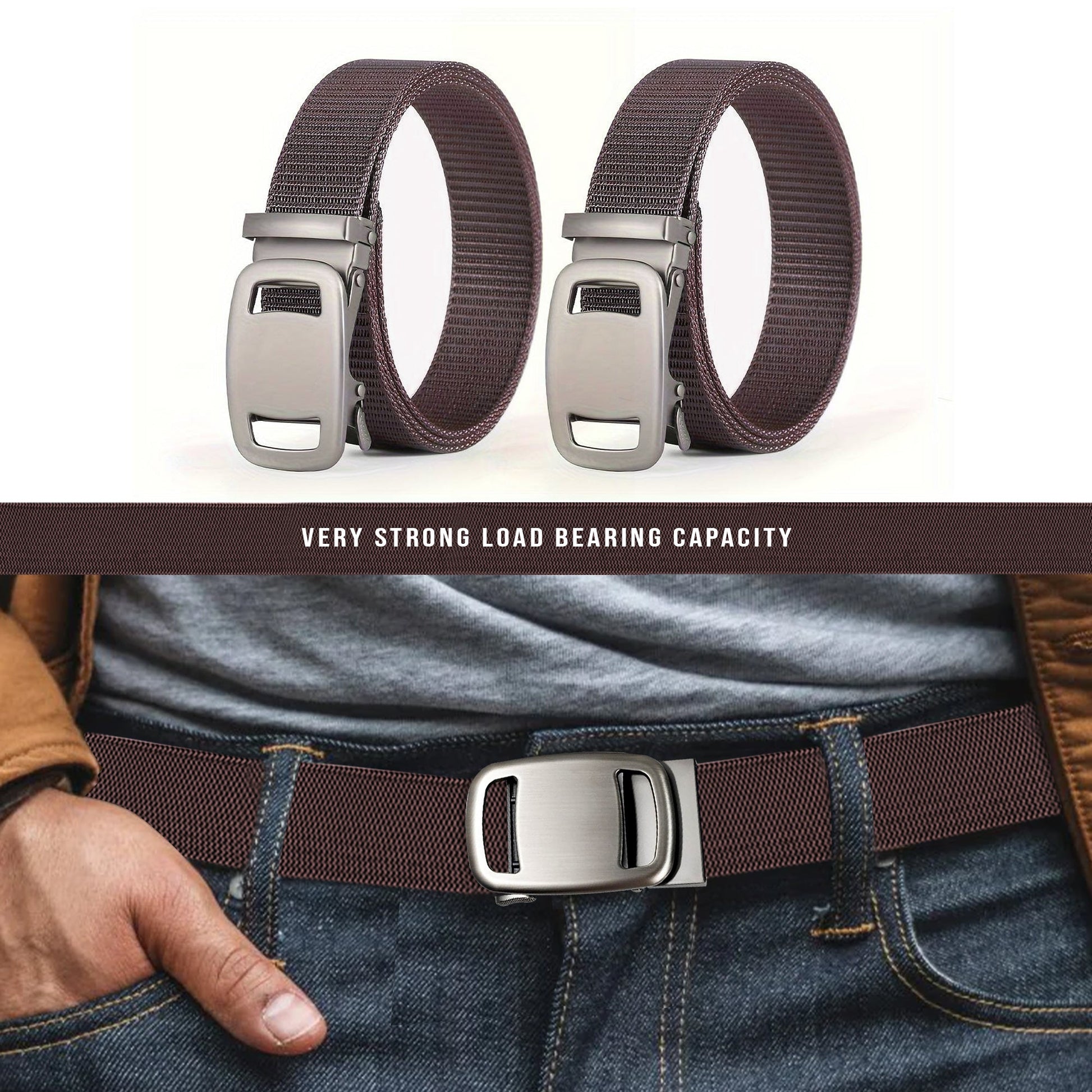 Automatic Lock Buckle Non-Metal Military Nylon Belt for Unisex~5376-1