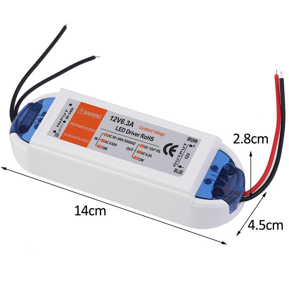 72W AC 240V to DC 12V 6.3A LED Driver Constant Transformer ~3274-1