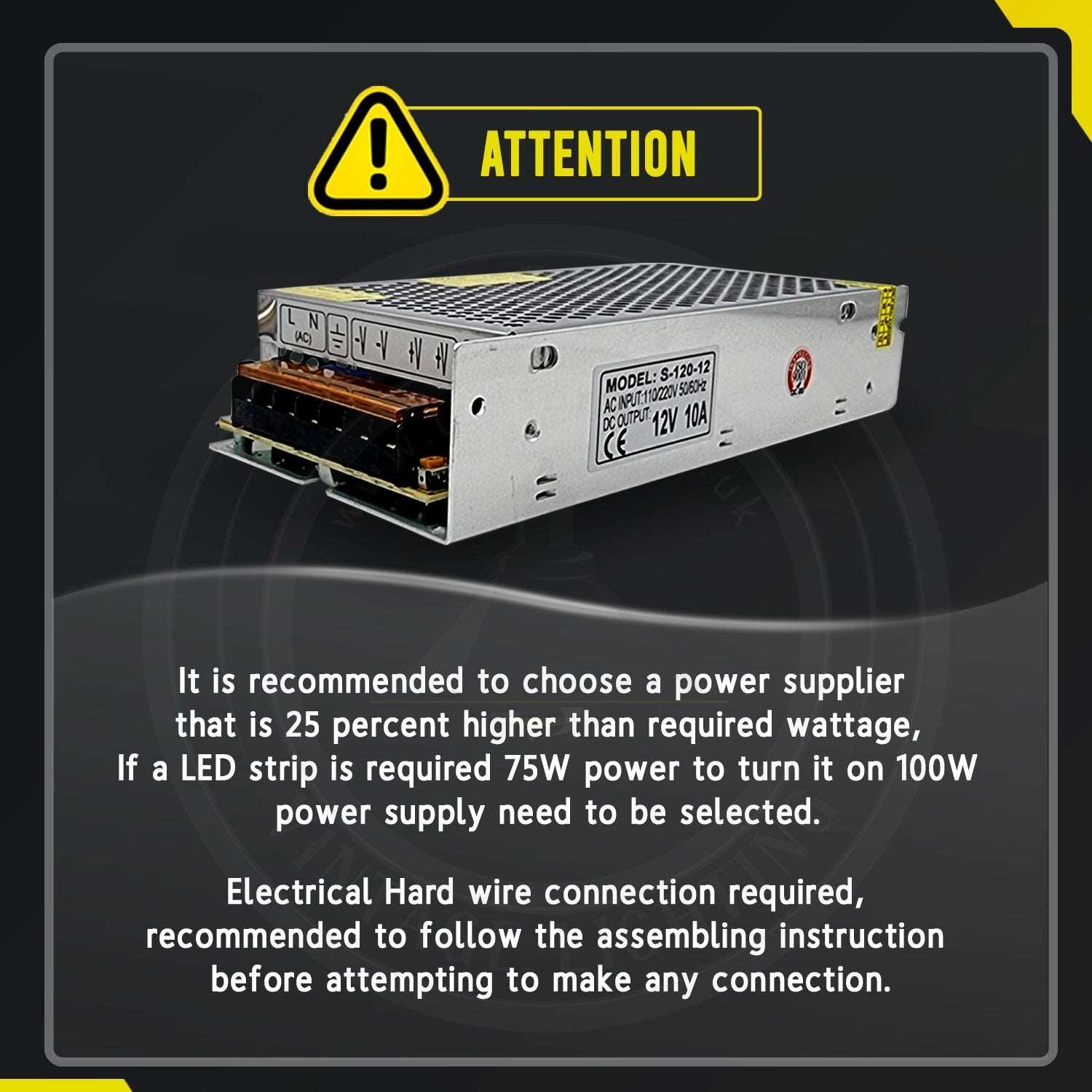 12V LED Driver 120W 10A Power Supply 110V-240V AC to 12V DC IP20 Transformer~3376-7