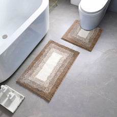 2PCS Bath & Pedestal Rug Set Soft Non-Slip Water Absorbent Mat Sets~5393-4