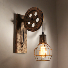 Wall Lamp Retro Wheel Light Rustic Vintage Pipe Industrial Steampunk Lighting~2231-3