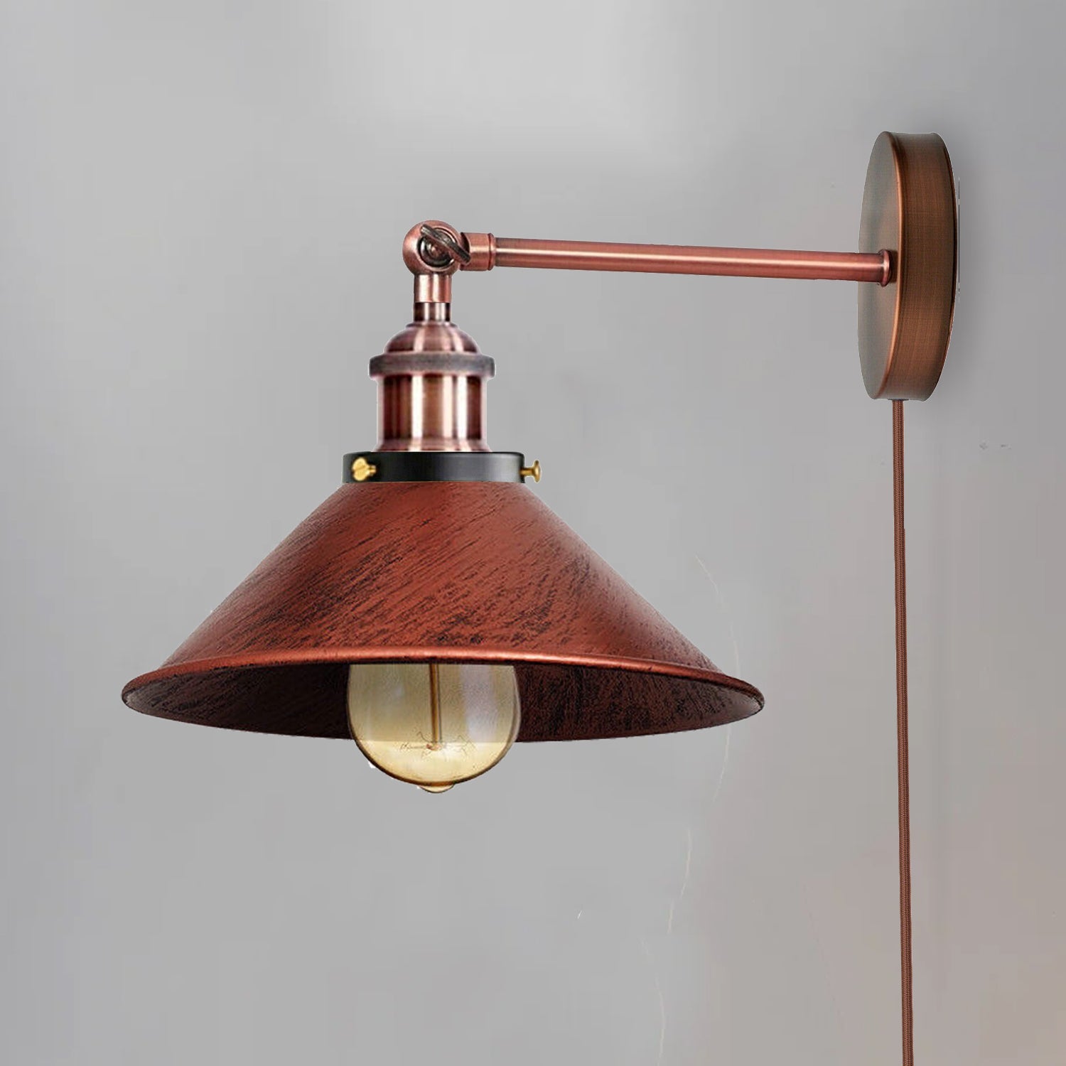 Wall Light Copper Mounted Modern Industrial Shade Sconce Adjust Lamps~2552-0