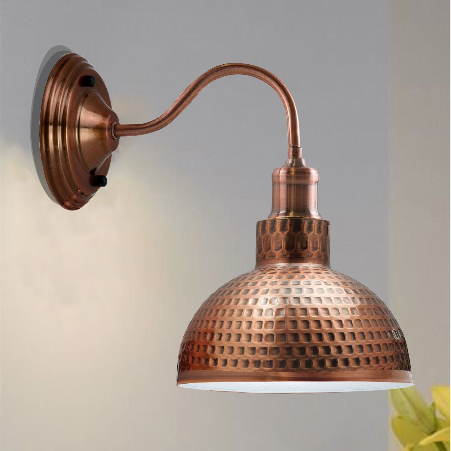 Vintage Retro Industrial Copper Metal Lampshade Sconce Wall Lights UK Holder~3678-0