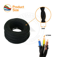 5m Grey color 3 Core Twisted Electric Cable solid fabric 0.75 mm~4829-4