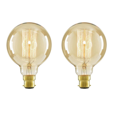 2 Pack B22 LED Edison Dimmable Vintage Amber Glass Warm white 2700K Light Bulbs~5341-3