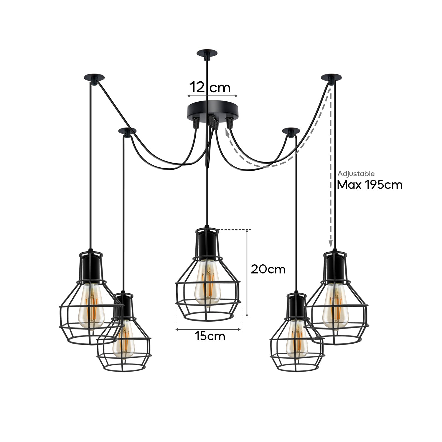 Chandelier Pendant Lights Spider Adjustable DIY E27 Retro Ceiling Light~1590-3