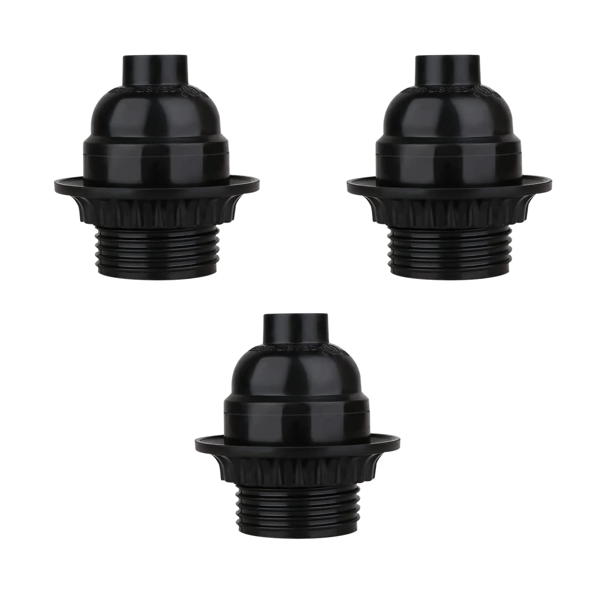 3Pack E27 Light Bulb Pendant Socket Holder,Screw Black Plastic Lamp holder~4389-0