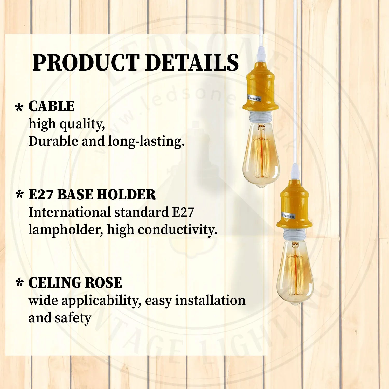 2 Pack Industrial Pendant Light Fitting,Lamp Holder Ceiling Hanging Light~4274-3