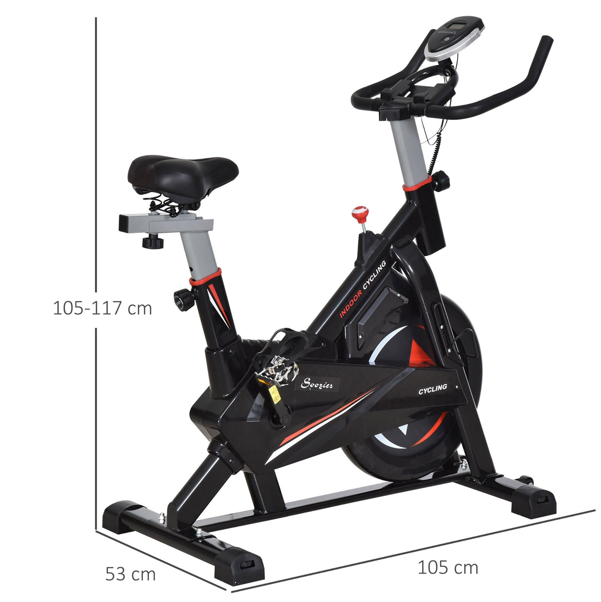 Steel Stationary Bike 5-Level Exercise Bike w/ LCD Monitor-2