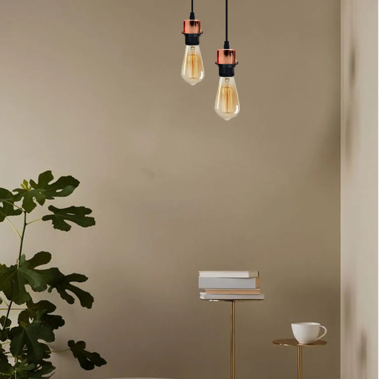 Rose Gold Pendant Light,E27 Lamp Holder Ceiling Hanging Light,With PVC Cable~4220-4