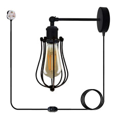 Wire Cage Industrial Wall Sconce Plug in Wall Light Vintage Style~5059-4