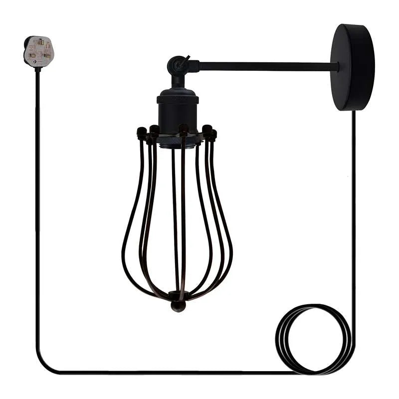 Wire Cage Industrial Wall Sconce Plug in Wall Light Vintage Style~5059-5