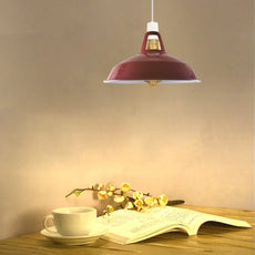 Vintage Industrial 30cm Easy Fit Barn Slotted  Burgundy Metal Lamp Shade ~4400-1