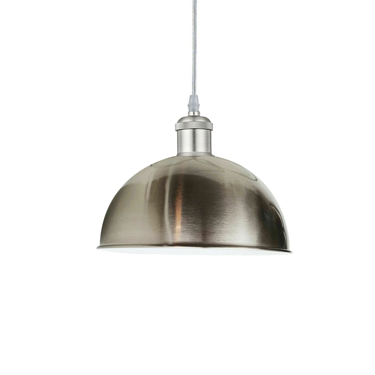 Vintage Industrial Metal Ceiling Pendant Light Satin Nickel Shade Modern~1318-2