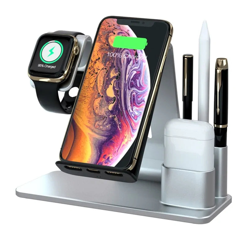 4 in 1 Qi Fast Wireless Charger Dock Stand - Puritific