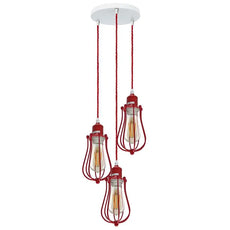 3 Light Red Cage cluster Hanging Pendant Light ~ 5113-3