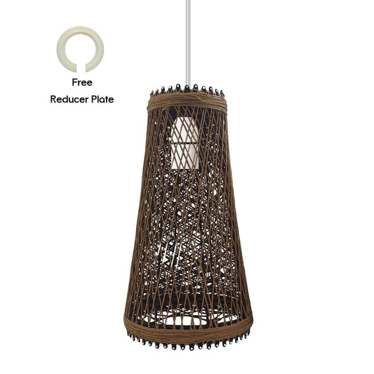 1cm Hole E27 Base Rattan Wicker Wood Pendant Lighting Ceiling Shade ~4469-0