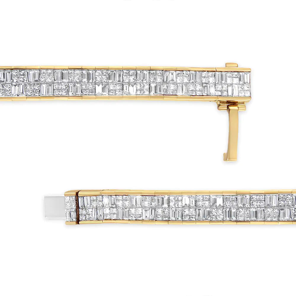 Classic 14K Yellow Gold Baguette and Princess Cut Diamond Eternity Bracelet (8 5/8 cttw, G-H Color, VS2-SI1 Clarity) - Puritific