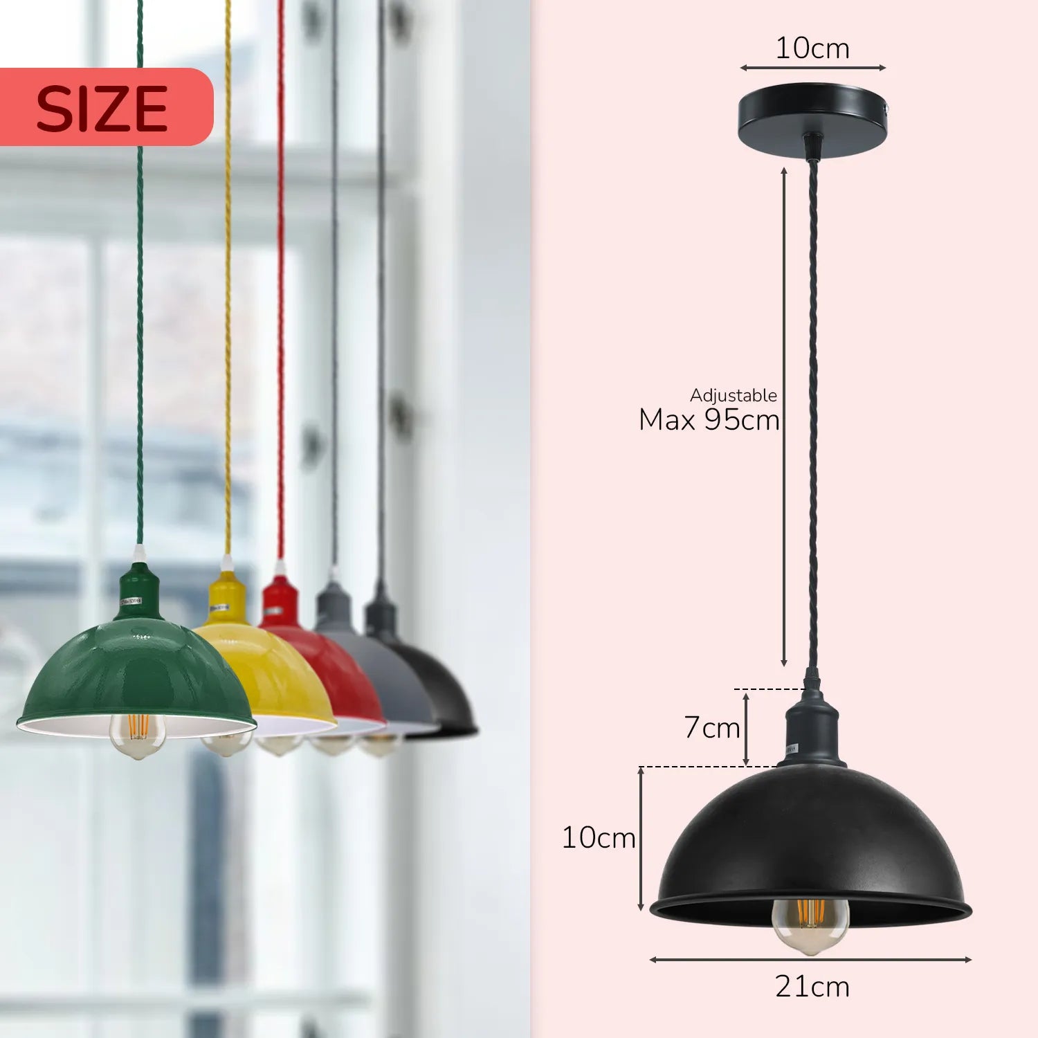 30cm Gray Metal Dome Pendant Light~4487-2