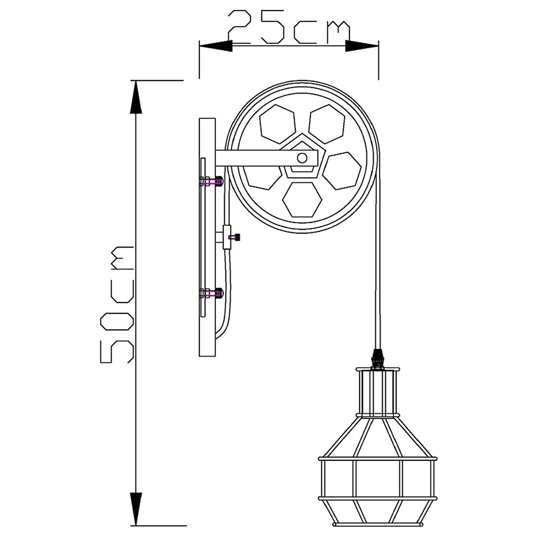 Retro Vintage Pulley Light Shade Wheel Ceiling Lifting Industrial  UK~2690-2