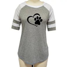 Dog Paw Print T-shirt Top for Woman - Puritific