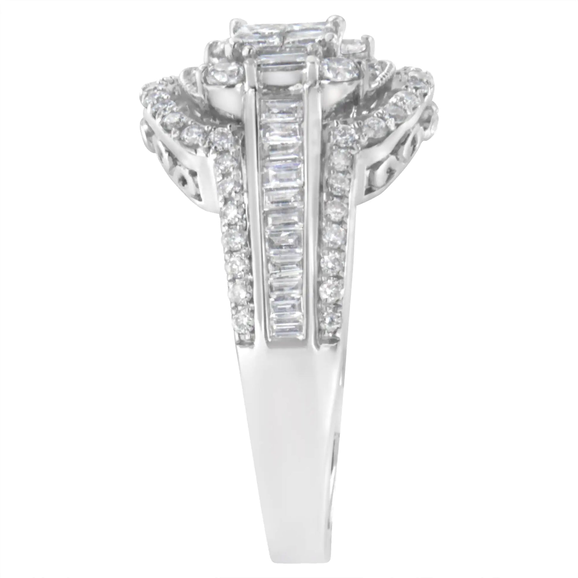 14KT White Gold Diamond Cocktail Ring (1 1/4 cttw, H-I Color, SI2-I1 Clarity) - Puritific