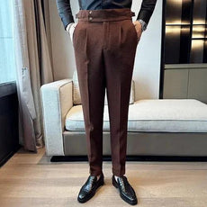 High Waist Waffle Business Casual Suit Pants for Men - Puritific