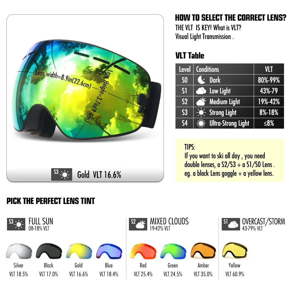 Anti-Fog Ski Goggles - Puritific