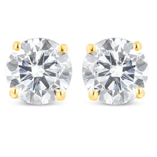 14K Yellow Gold 1.00 Cttw Round Brilliant-Cut Near Colorless Diamond Classic 4-Prong Stud Earrings with Screw Backs (J-K Color, SI1-SI2 Clarity) - Puritific