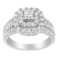 14KT White Gold Diamond Cluster Ring (1 cttw, H-I Color, I1-I2 Clarity) - Puritific