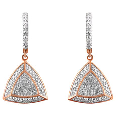 Rose Gold Plated Sterling Silver Round Cut Diamond Fashion Dangle Earrings (0.03 cttw, H-I Color, I2-I3 Clarity) - Puritific