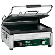 WDG250 Dual Combination Grill - Ribbed Top Plate, Flat Bottom Plate - Large Panini Grill by Waring Commercial-0