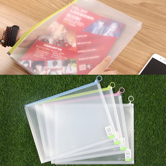 Portable Plastic Thick Zipper Document Storage Waterproof Bag~5247-0