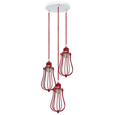 3 Light Red Cage cluster Hanging Pendant Light ~ 5113-4