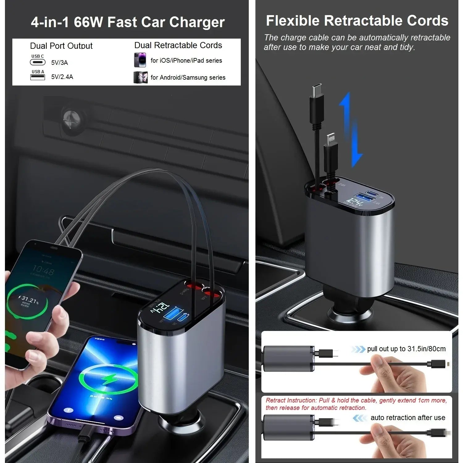 Retractable Car Charger - Puritific