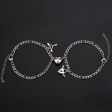 Silver B Couple Bracelet