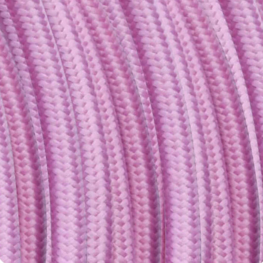 5m 3 core Round Vintage Braided Fabric Baby Pink Cable Flex 0.75mm~4572-0