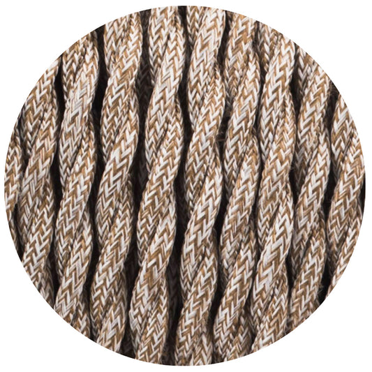 3 Core Twisted Brown Multi Tweed Vintage Electric fabric Cable Flex 0.75mm~3004-0