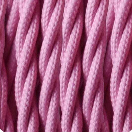 10m 3 Core Twisted Baby Pink Vintage Electric Fabric Cable Flex 0.75mm~4811-0