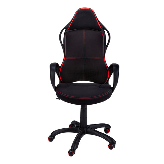 46" Black and Red Fabric Multi Position Office Chair-0