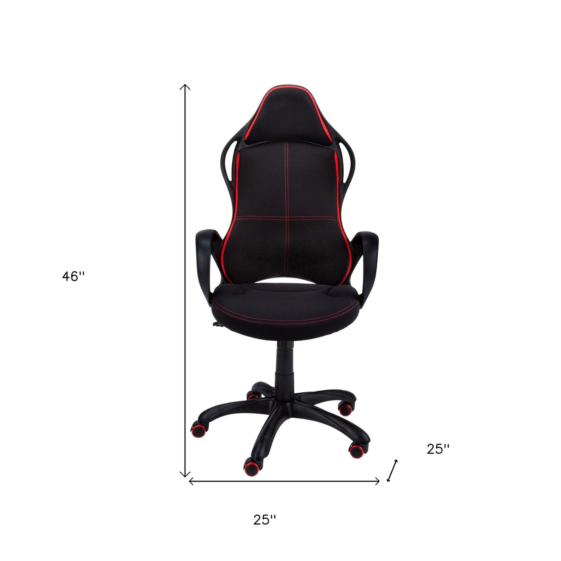 46" Black and Red Fabric Multi Position Office Chair-3