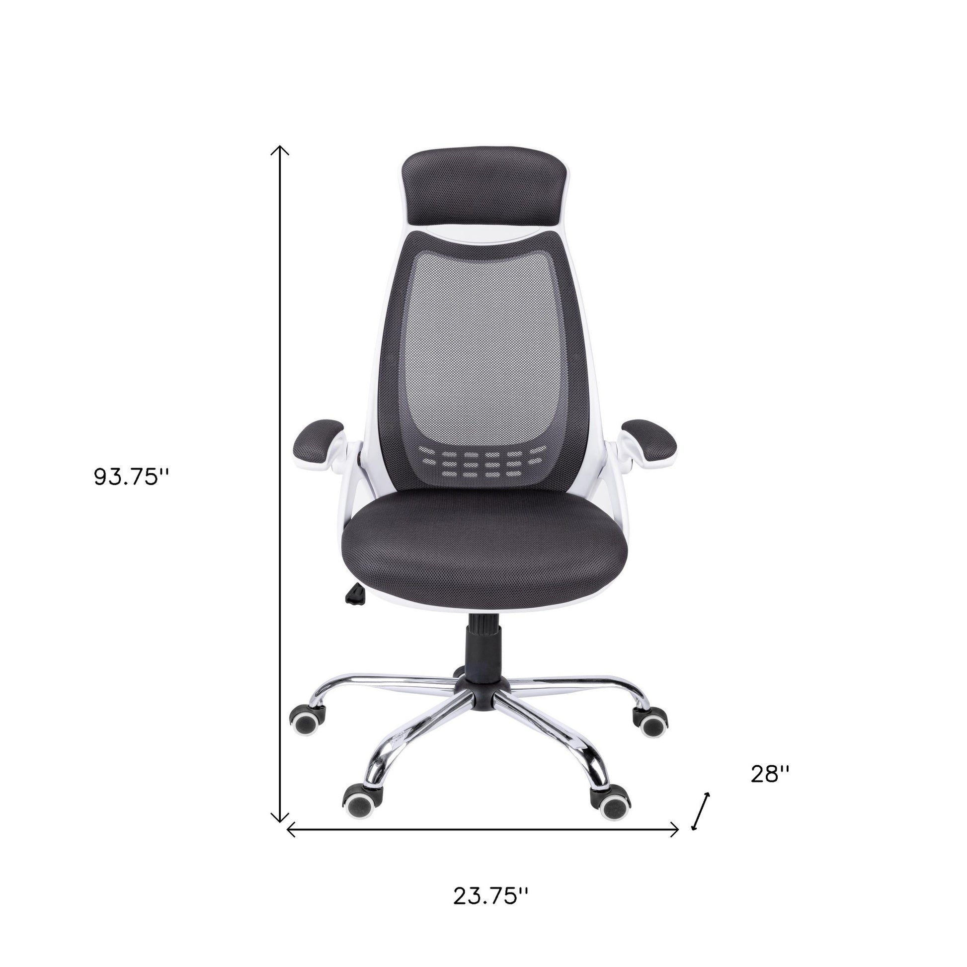 23.75" x 28" x 93.75" White Grey Foam  Office Chair With A High Back-3