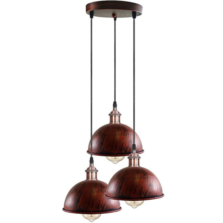 Cluster 3-Light Antique Brass Dome Pendant Light ~1263-2