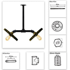 Vintage Retro & Industrial Style Flush Mounted Lighting and Pipe Light fitting ceiling lights~1221-2