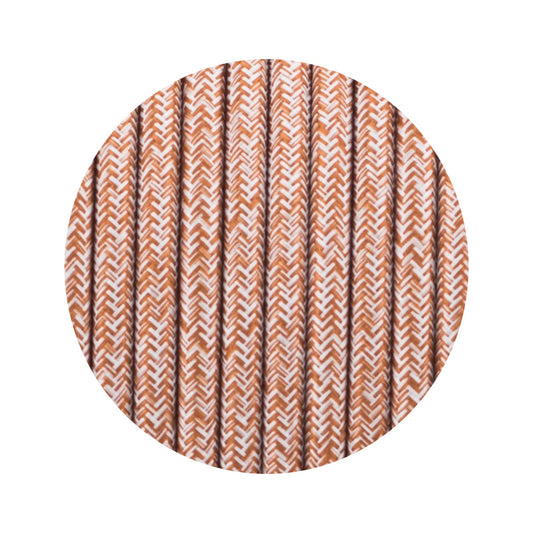 3 core Round Vintage Braided Fabric Brown Multi Tweed Cable Flex 0.75mm~4880-0