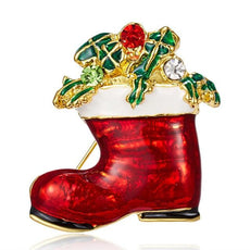 Rhinestone Crystal Christmas Enamel Brooch Pin - Puritific