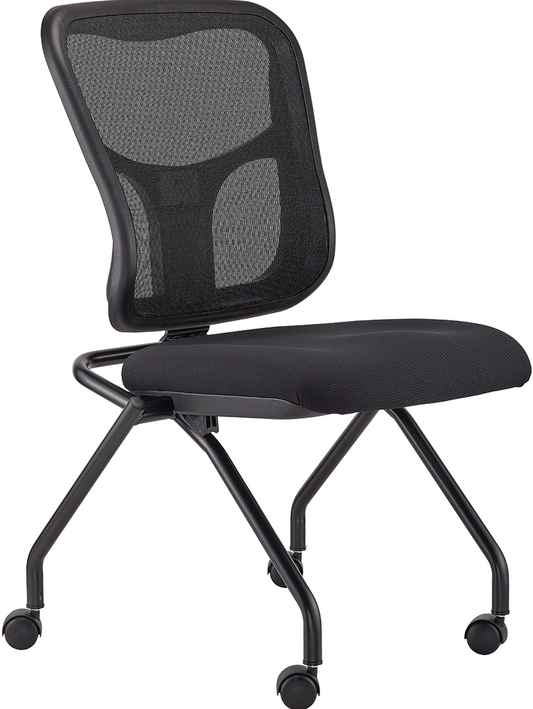 Set of 2 Ergonomic Black Mesh Rolling Guest Chairs-0