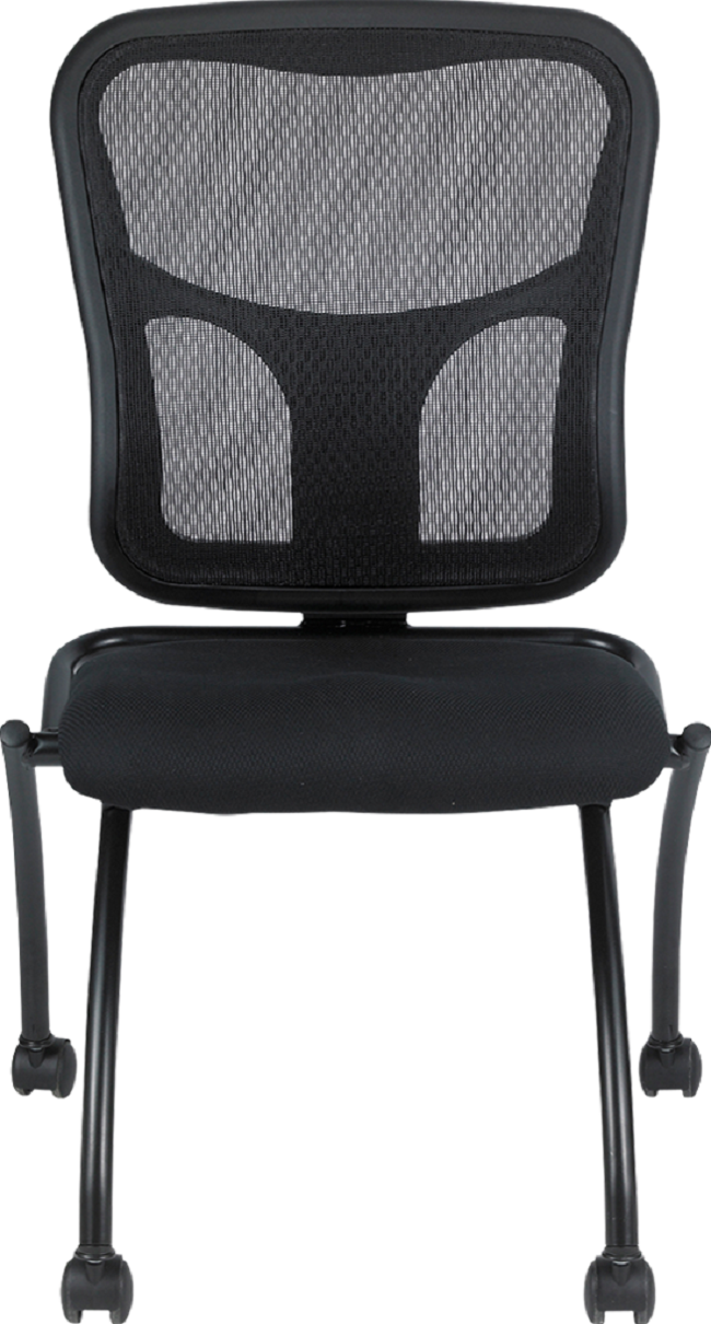 Set of 2 Ergonomic Black Mesh Rolling Guest Chairs-2